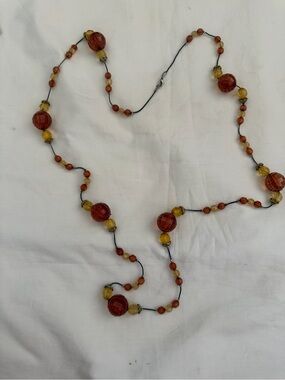 AMBER/ GOLD  BEADED  24 INCH VINTAGE NECKLACE- VINTAGE